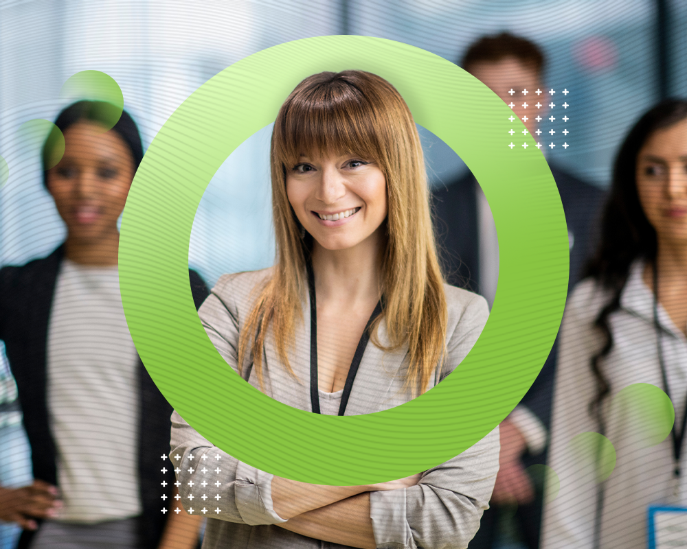 Professional woman smiling, symbolizing a successful career at Green Mortgage Lawyers.