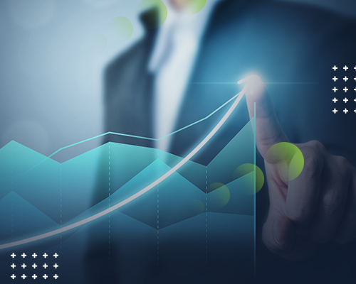 Professional hand interacting with a growing financial graph, symbolizing progress at Green Mortgage Lawyers.